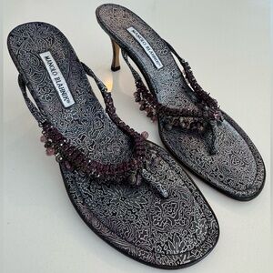 RARE Vintage Manolo Blahnik Beaded Sandals